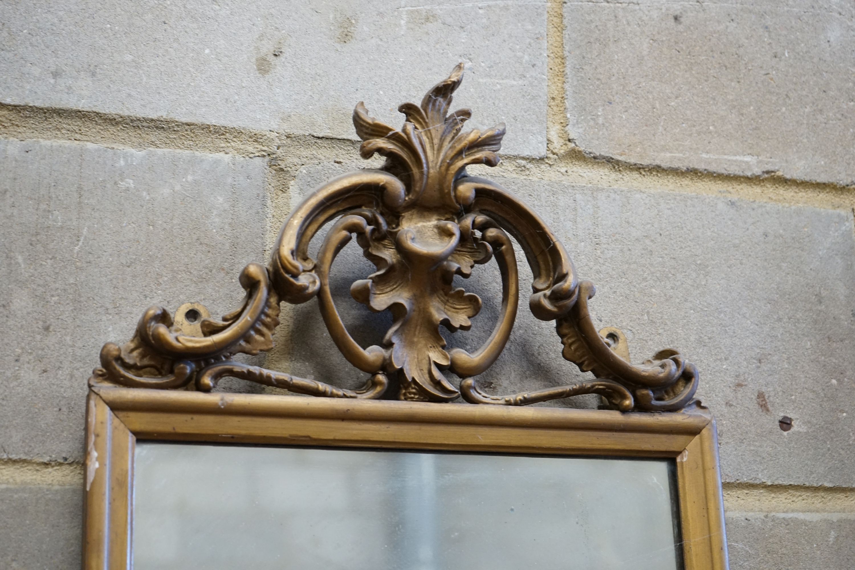 A late Victorian giltwood and gesso pier glass, width 42cm, height 209cm